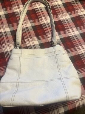 Tignanello Handbag White Leather Shoulder Bag 2 Outside Pocket